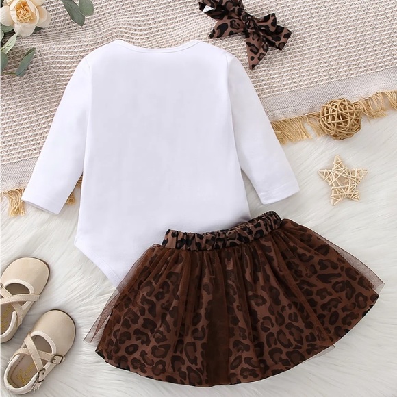 #Babylife 3 piece outfit leopard print onesie skirt headband - Picture 2 of 8